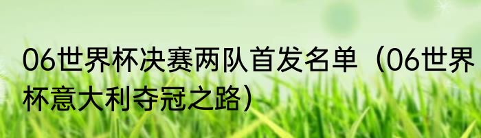 06世界杯决赛两队首发名单（06世界杯意大利夺冠之路）