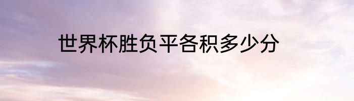 世界杯胜负平各积多少分