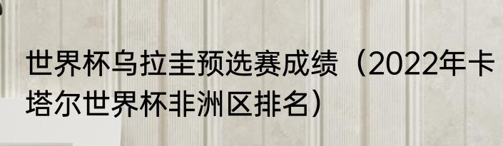 世界杯乌拉圭预选赛成绩（2022年卡塔尔世界杯非洲区排名）