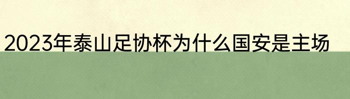 2023年泰山足协杯为什么国安是主场