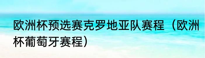 欧洲杯预选赛克罗地亚队赛程（欧洲杯葡萄牙赛程）