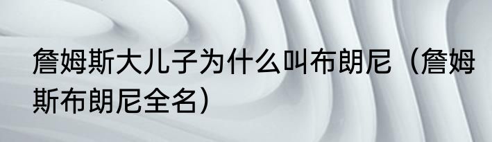 詹姆斯大儿子为什么叫布朗尼（詹姆斯布朗尼全名）