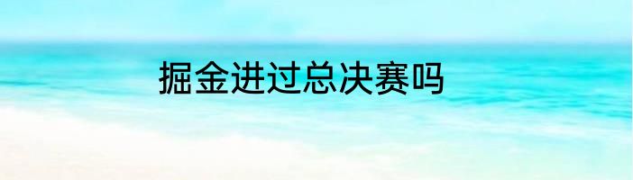 掘金进过总决赛吗