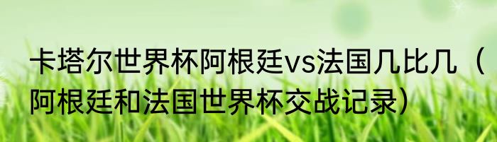卡塔尔世界杯阿根廷vs法国几比几（阿根廷和法国世界杯交战记录）