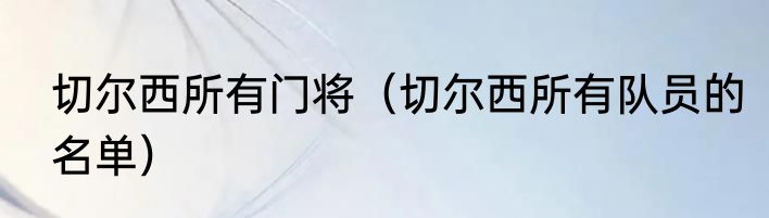 切尔西所有门将（切尔西所有队员的名单）