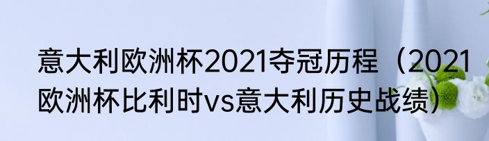 意大利欧洲杯2021夺冠历程（2021欧洲杯比利时vs意大利历史战绩）