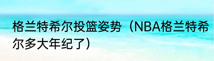 格兰特希尔投篮姿势（NBA格兰特希尔多大年纪了）