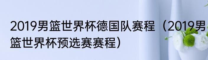 2019男篮世界杯德国队赛程（2019男篮世界杯预选赛赛程）