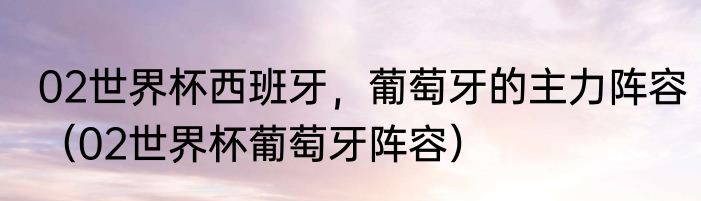 02世界杯西班牙，葡萄牙的主力阵容（02世界杯葡萄牙阵容）