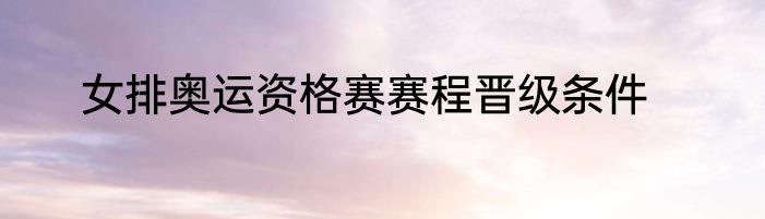 女排奥运资格赛赛程晋级条件