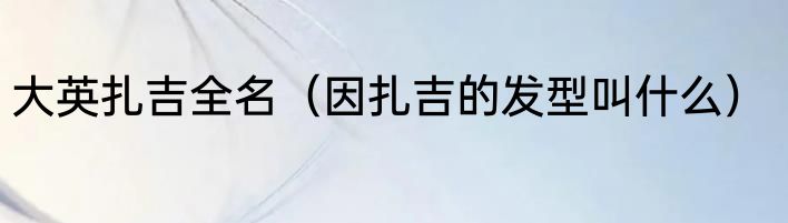 大英扎吉全名（因扎吉的发型叫什么）