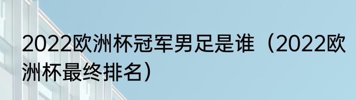 2022欧洲杯冠军男足是谁（2022欧洲杯最终排名）