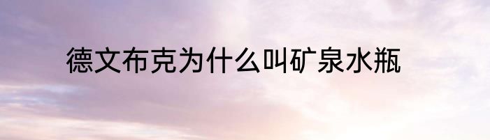 德文布克为什么叫矿泉水瓶