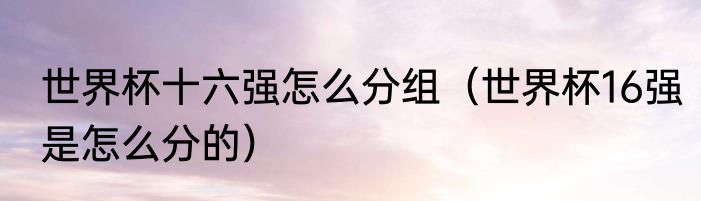 世界杯十六强怎么分组（世界杯16强是怎么分的）