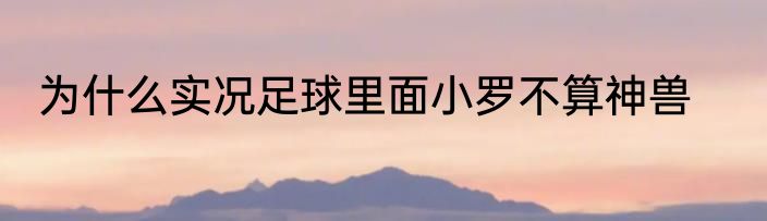 为什么实况足球里面小罗不算神兽