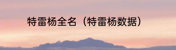 特雷杨全名（特雷杨数据）