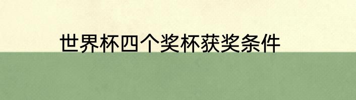 世界杯四个奖杯获奖条件