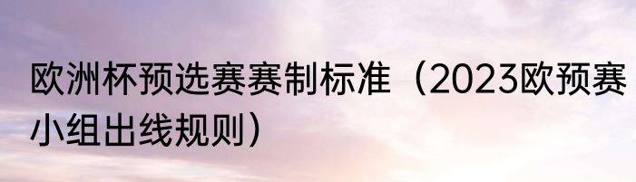 欧洲杯预选赛赛制标准（2023欧预赛小组出线规则）