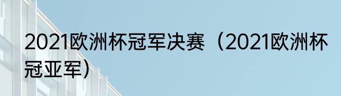 2021欧洲杯冠军决赛（2021欧洲杯冠亚军）