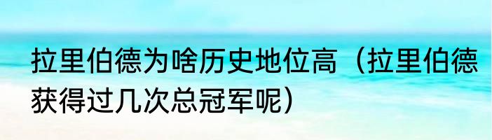 拉里伯德为啥历史地位高（拉里伯德获得过几次总冠军呢）