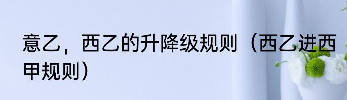 意乙，西乙的升降级规则（西乙进西甲规则）