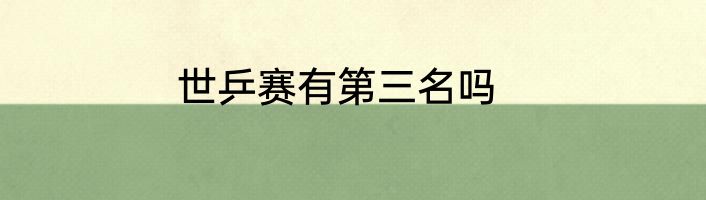 世乒赛有第三名吗
