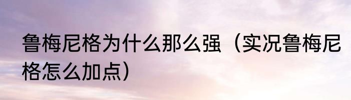 鲁梅尼格为什么那么强（实况鲁梅尼格怎么加点）