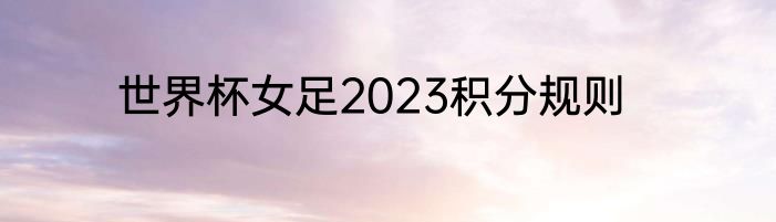 世界杯女足2023积分规则