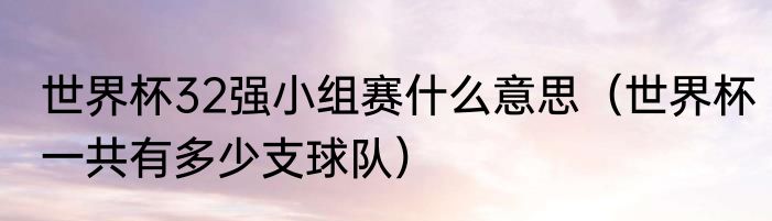 世界杯32强小组赛什么意思（世界杯一共有多少支球队）
