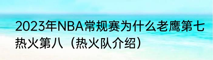 2023年NBA常规赛为什么老鹰第七热火第八（热火队介绍）