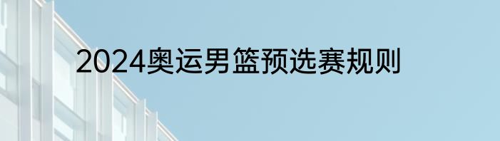 2024奥运男篮预选赛规则