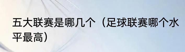 五大联赛是哪几个（足球联赛哪个水平最高）