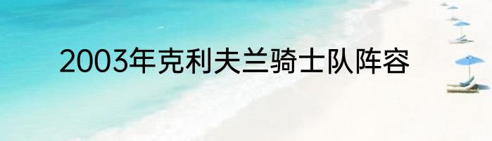 2003年克利夫兰骑士队阵容