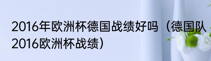 2016年欧洲杯德国战绩好吗（德国队2016欧洲杯战绩）