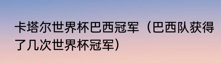 卡塔尔世界杯巴西冠军（巴西队获得了几次世界杯冠军）