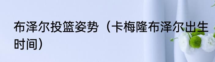 布泽尔投篮姿势（卡梅隆布泽尔出生时间）