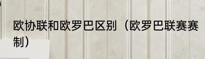 欧协联和欧罗巴区别（欧罗巴联赛赛制）