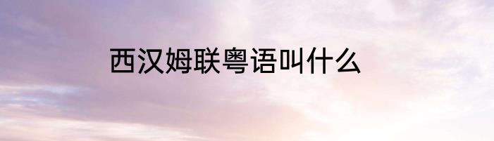 西汉姆联粤语叫什么