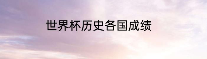 世界杯历史各国成绩