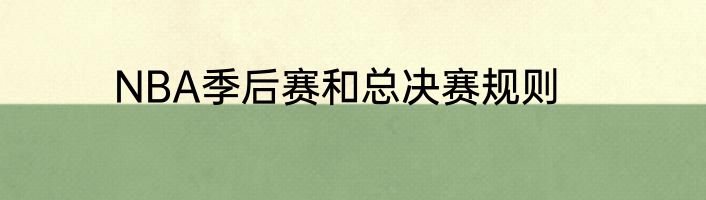 NBA季后赛和总决赛规则