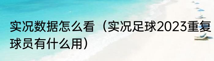 实况数据怎么看（实况足球2023重复球员有什么用）