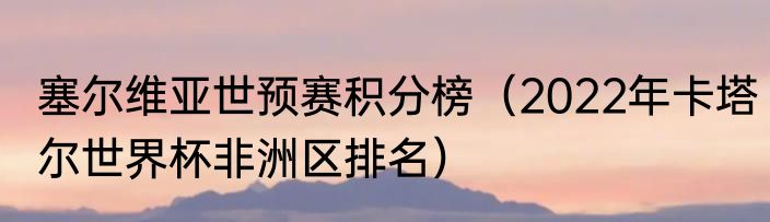 塞尔维亚世预赛积分榜（2022年卡塔尔世界杯非洲区排名）