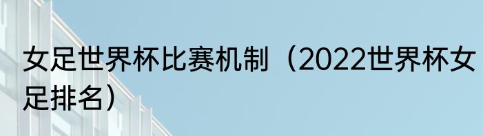 女足世界杯比赛机制（2022世界杯女足排名）