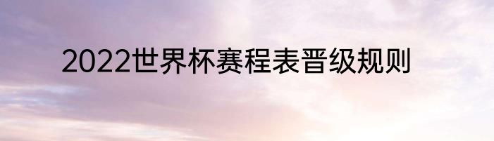 2022世界杯赛程表晋级规则