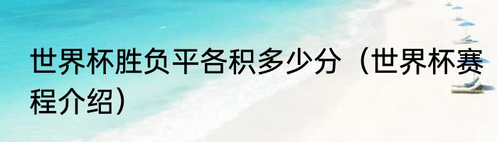 世界杯胜负平各积多少分（世界杯赛程介绍）