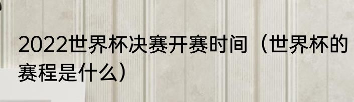 2022世界杯决赛开赛时间（世界杯的赛程是什么）