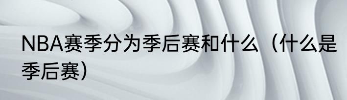 NBA赛季分为季后赛和什么（什么是季后赛）