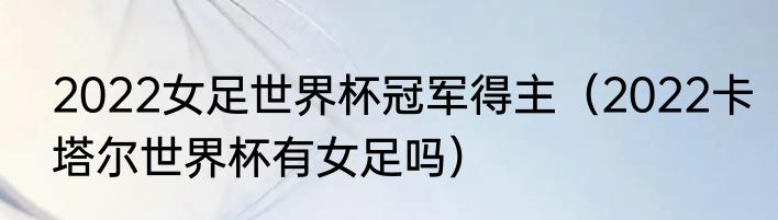 2022女足世界杯冠军得主（2022卡塔尔世界杯有女足吗）
