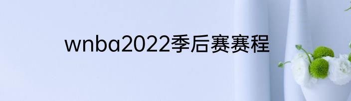 wnba2022季后赛赛程
