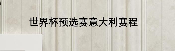 世界杯预选赛意大利赛程